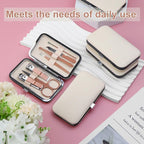 Manicure Kit Bulk, Nail Clippers Set Stainless Steel Fingernail Clippers Set, Sturdy Nail Tip Cutter Trimmers Professional Grooming Toenail Clippers Personal Pedicure Kits 7 in 1 (Pink White 12 Pack)