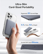 Baseus Picogo Power Bank, 0.3" Ultra Slim 5000mAh MagSafe Portable Charger, Card-Size Magnetic Battery Pack USBC to USBC Cable, 100W Retractable USB C 5A Fast Charging Cable