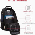 SwissGear 1900 ScanSmart 17” Laptop Backpack Blue/Black – Reflective Tech Backpack with ScanSmart Compartment – Multiple Organizer Pockets & RFID Scan Blocking Technology
