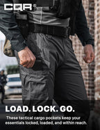 CQR Men's Flex Ripstop Tactical Pants, Water Resistant Stretch Cargo Pants, Lightweight EDC Hiking Work Pants