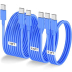 3-Pack Blue [3.3FT+6.6FT+10FT] 60W USB C to USB C Cable, Type C Fast Charging Cable for iPhone Air 17 16e 16 15 Pro Plus Pro Max，for Galaxy S25, for iPad Pro/Air/mini, for MacBook Pro/Air and More
