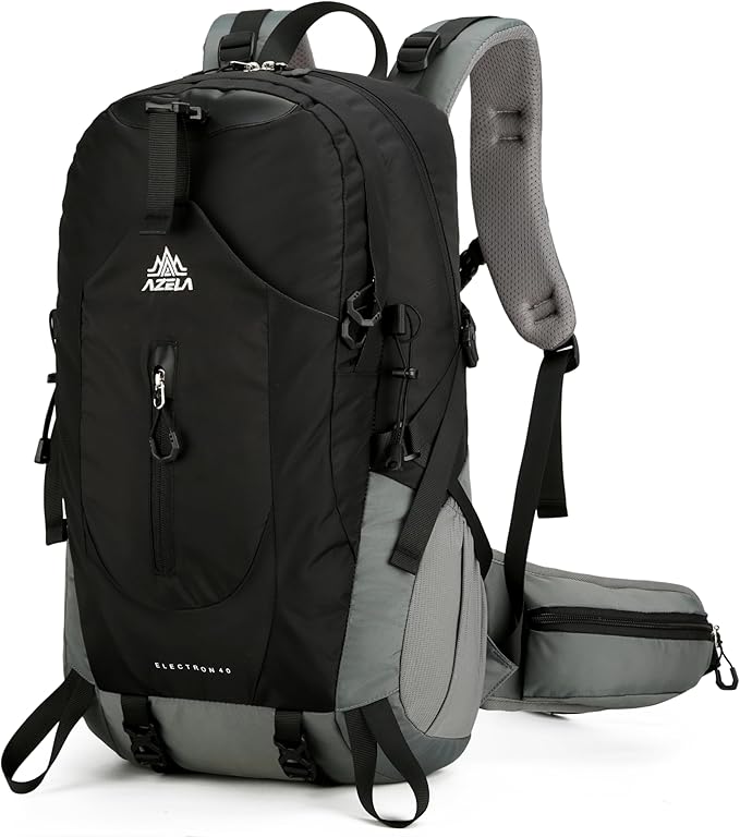 40L Hiking Backpack for Men and Women, Lightweight Waterproof Packable Camping Travel Daypack with Rain Cover (Black, 40 Liter)