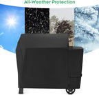 Heavy-Duty 600D Waterproof BBQ Grill Cover fits for Weber Searwood XL 600 Pellet Grill，3400146 Weber Searwood XL 600 Cover, Black