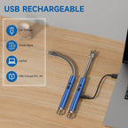2 Pack Electric Candle Lighter Flameless Arc Windproof Flexible Long Neck USB Rechargeable Lighter for BBQ Grill Fireworks Camping.(Blue)
