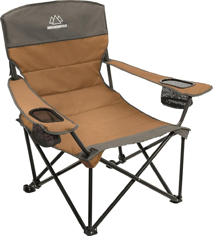 Quilted Low Camping Chair with Padded Seat and Back for Camping/Hiking/Backpacking Made by Caddis Sports (Low Chair (Brown))