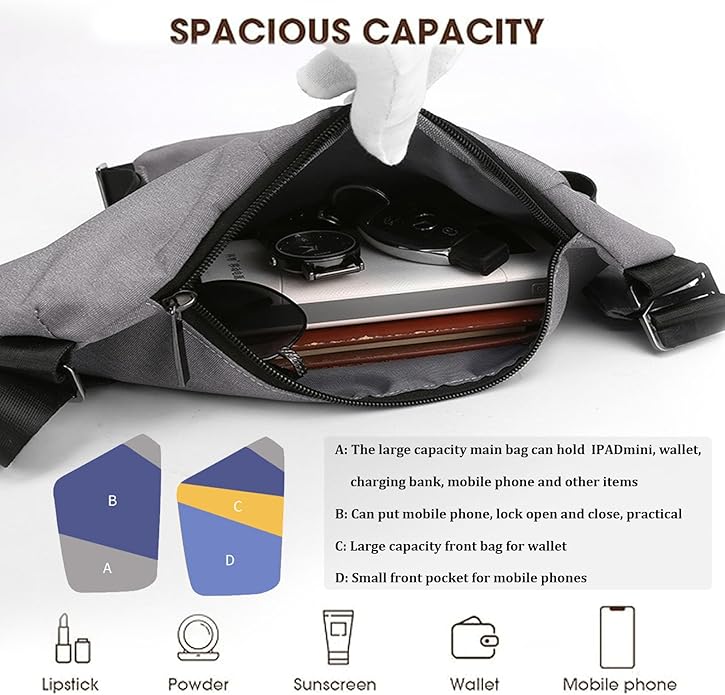 Crossbody Travel Bags for Women, New Theft Proof Safe Slim Sling Travel Purses, Personal Flex Shoulder Bag for Men Women