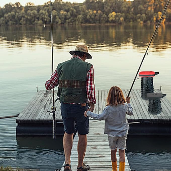 Upgraded Folding Stool Heavy Duty 550lbs Load Capacity Collapsible Portable Sturdy Telescopic Stool for Camping Travel Hiking (Red)
