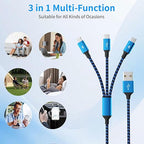 USB C Splitter Cables, Nylon Braided Multi Charging Cable, USB A to USB C Cable with 3 Type C Compatible with iPhone 16/15 Series, iPad Pro,‌ Galaxy S Series with Most Phones and More (2Pack 5FT)