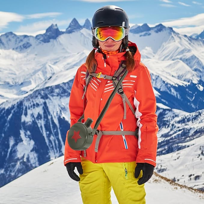 Stainless Steel Water Bottle for Camping Portable Canteen Pouch Outdoor Accessory 304 Steel Green