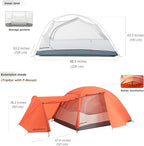 Triphyr Backpacking Tent with F-Nexus Extension 2-Person Combo, Attachable Extension Shelter, Lightweight 2 Person Tent for Backpacking Camping Hiking & Biking