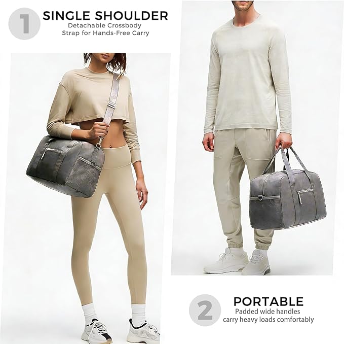 Uarition 14 inch Small Gym Bag for Men & Women, Mini Duffle Bag for Travel Sports, Lightweight Carry On Duffel Bag, Grey