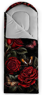 Sleeping Bags for Adults and Kids，3D Printing Camping Sleeping Bag for Girls Boys Lightweight Waterproof Cold/Warm 3-Season，Outdoor Travel with Compression Bags