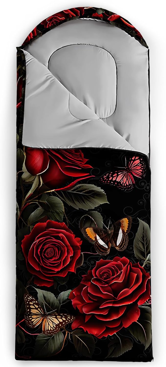 Sleeping Bags for Adults and Kids，3D Printing Camping Sleeping Bag for Girls Boys Lightweight Waterproof Cold/Warm 3-Season，Outdoor Travel with Compression Bags