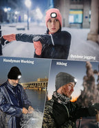 MELASA Unisex Hat with Light, USB Rechargeable Hands Free Headlamp LED Beanie, Winter Gifts for Men Dad Father Husband Him