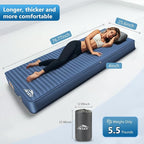 Self Inflating Sleeping Pad with Electric Pump, 4" Ultra-Thick Memory Foam Camping Pad with Pillow, 9.5 R-Value Insulated Camping Mattress, Navy Blue