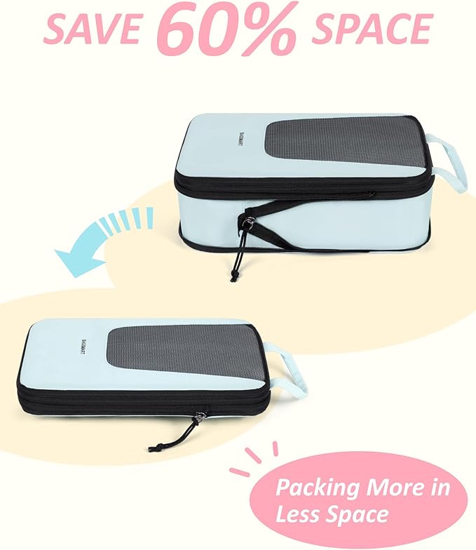 BAGSMART Compression Packing Cubes for Travel, 6 Set/5 Set/4 Set, Compression Suitcase Organizer Bags Set for Suitcases Travel Essentials, Lightweight Packing Organizers