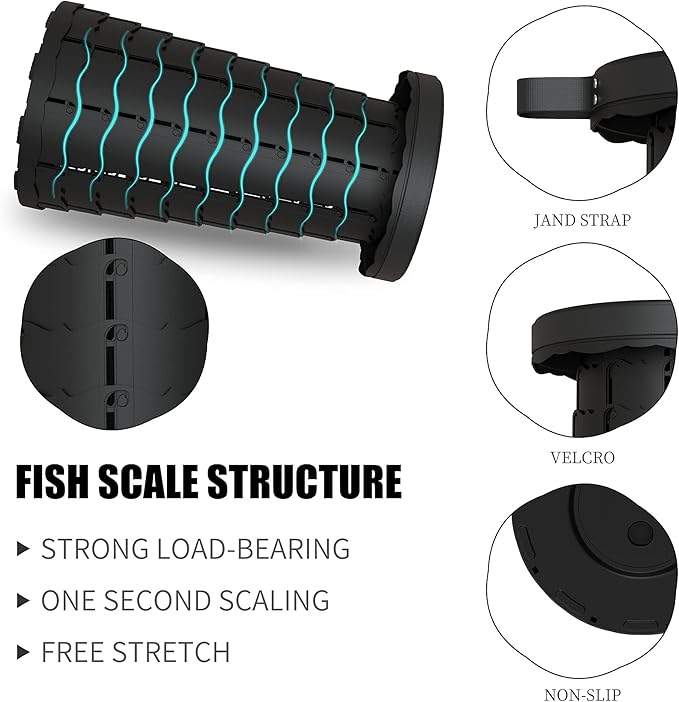 ALEVMOOM Upgraded Portable Collapsible Folding Stool Retractable Telescoping Stool for Adults Sturdy Capacity 440lbs Camping Chair for Outdoor Hiking Garden BBQ