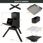 Stanbroil 3 in 1 Rocket Stoves with Grill Rack, Griddle and Pot Cooking Stand, Heavy Duty Wood Burning Stoves for Cooking, Camping wood Stove Kit for Off-Grid Supply, Outdoor Grilling Event