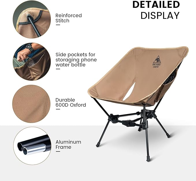 ONETIGRIS Tigerblade Camping Chair, Lightweight Folding Backpacking Hiking Chair, Compact Portable 330 lbs Capacity