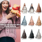 7L Sling Bag For Women Faux Leather Anti Theft Small Casual Daypack Backpack Fanny Pack Crossbody Chest Bags Purse Waterproof Coffee Color