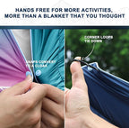 zzlamb Camping Blanket, Outdoor Lightweight Travel Blanket Puffy Portable Down Alternative, Windproof Warm Cloak with Snaps, Cozy Quilt Backpacking Picnic RV Plane Car Hammock Beach Climbing