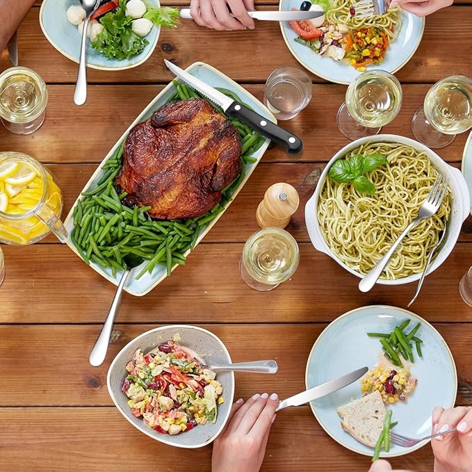 Camping Silverware Silver Picnic Plates and Utensils Set for 4 Portable Tableware Stainless Steel Flatware 20 Pieces With Organizer Bag Reusable Durable