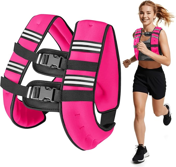 Weighted Vest for Woman Men,6lb/8lb/12lb/16lb/20Lb/25lb Weight Vest with Reflective Stripe Adjustable Buckle Strap Back Pocket Workout Strength Training Walking Jogging Running