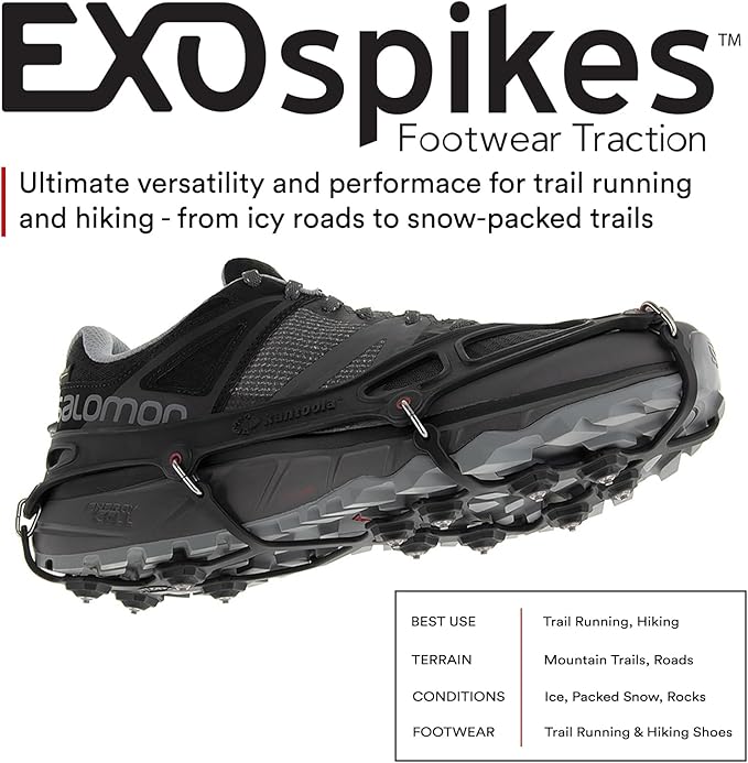 Kahtoola EXOspikes Footwear Traction for Winter Hiking & Running in Snow, Ice & Rocky Terrain