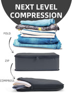 6 Set Compression Packing Cubes for Travel, Large Medium Small Luggage Organizers (Charcoal Gray)