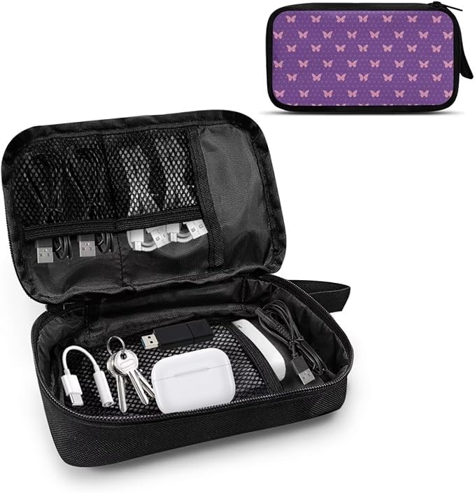 Butterfly Travel Cord Organizer Case Portable Cable Organizer Bag for Charger Phone Earphone Large Tech Pouch Electronics Organizer Travel Case