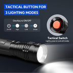 RECHOO S2000 LED Flashlight High Lumens, Super Bright, Powerful, Mid-Size Tactical Flashlight with 3 Modes, Zoomable, Water Resistant Flashlights for Home, Emergencies, Camping, Outdoor Use