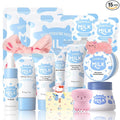 Milk Skincare Kit for Teens & Women, 15-Piece Travel Set with Face Mask & Moisturizer, Christmas Gifts for Teen Girls Age 8-12, Gentle Hydrating Routine for Smooth Skin, Cute Spa Gift Set for Tweens