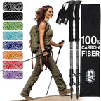 100% Carbon Fiber Trekking Poles by USA Brand - Ultra Strong Lightweight Collapsible Hiking Poles with Cork and EVA Foam Grips & Quick Adjustable Flip Locks