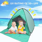 Pop Up Beach Tent Shade Sun Shelter UPF 50+ Canopy Cabana 2-3 Person for Adults Baby Kids Outdoor Activities Camping Fishing Hiking Picnic Touring (Lake Green Stripes)