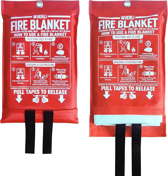 Fire Blanket for Home and Kitchen,40" x 40",2 Pack,Emergency Fire Blanket