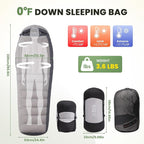 -10°F 0°F 10°F 15°F Down Sleeping Bag for Adults,800/650 Fill Power,Ultralight Wearable 4 Season Cold Weather Rectangle Sleeping Bag for Camping Hiking,Can be Used as a Down Blanket or Cloak