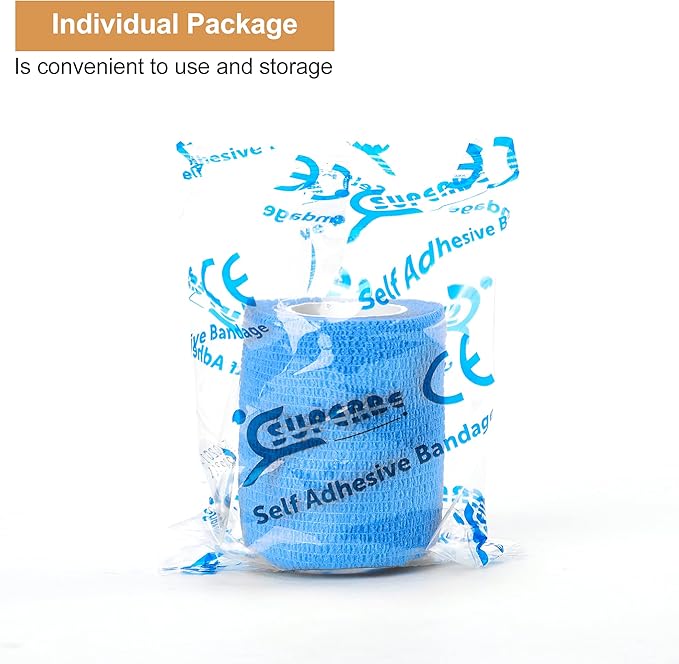 Adhesive Bandages 5cm x 4.5m, 12 Pack Self Adhesive Bandages *Bandages for First Aid, Sports Protection and Wrists, Ankle Sprains, and * (Blend) (Mix)