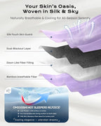 Dual-Sided Sleep Mask for Side Sleepers, Soundless Velcro, Bamboo Fiber & Milk Silk Eye Mask, Zero Pressure Sleeping Mask for Women & Men, Eye Relief Blindfold for Nap, Travel Essentials, Purple