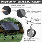 ATEPA UFO3.0 Backpacking Camping Chair, Ultralight Extra Wide Comfortable Folding Chairs 330lbs Heavy Duty Portable Hexagon Ergonomic Height Adjustable Seat with Anti-Sinking Feet for Hiking, Black