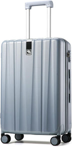 Hanke 24 Inch Luggage Suitcases With Spinner Wheels Lightweight PC Hard Shell Rolling Suitcase With Travel Lock,Checked-Medium 24-Inch(Gray)