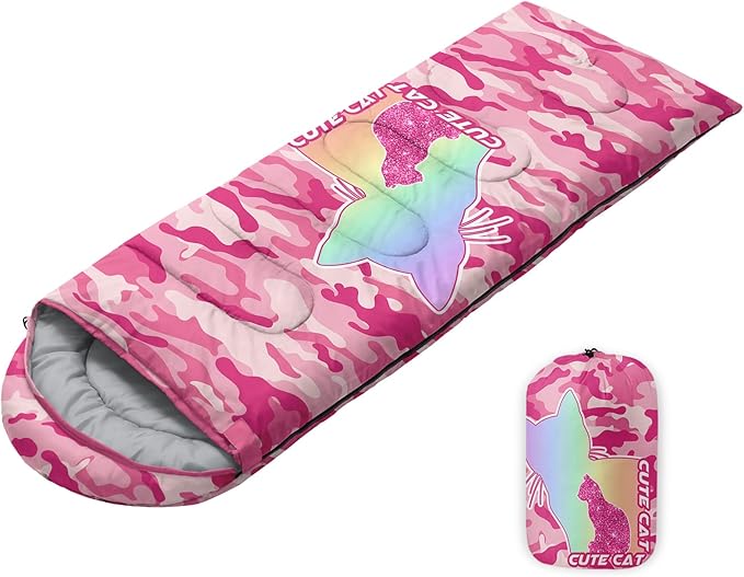 Sleeping Bags for Adults Youth Kids,3D Printing Camping Sleeping Bag for Girls Boys Lightweight Waterproof Cold/Warm Weather Sleeping Bag for 3 Seasons