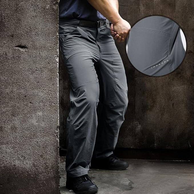 FREE SOLDIER Men's Outdoor Cargo Hiking Pants with Belt Lightweight Waterproof Quick Dry Tactical Pants Nylon Spandex