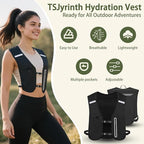 Unisex Hydration Vest Running Backpack - Adjustable Size Lightweight Trail Running Vest with 2L Bladder & 500ml Soft Flask, Mesh, Large Phone Pocket for Night Walking, Marathon(Reflective Strips)