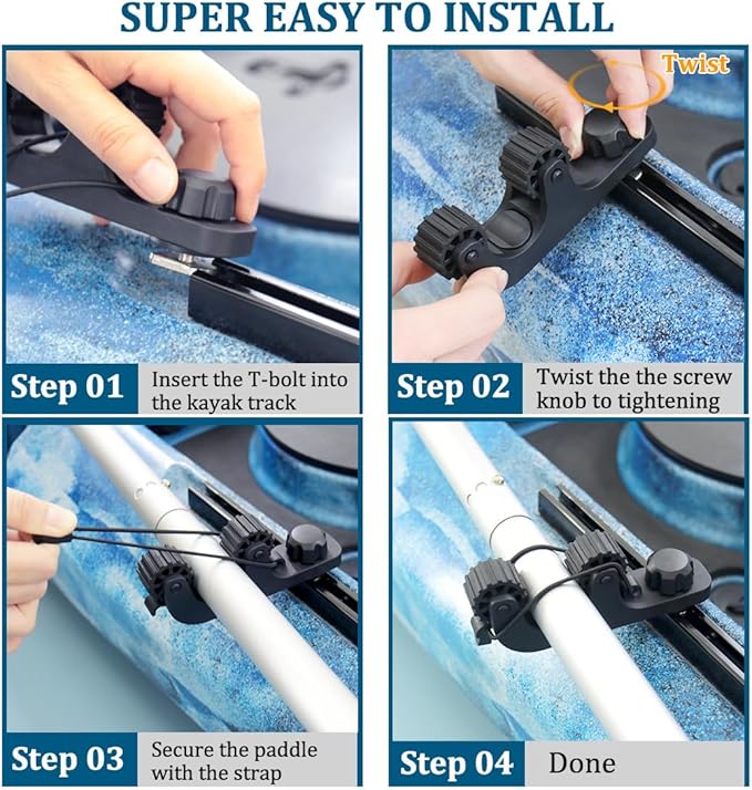 Kayak Paddle Holder, Save Kayak Track Space, Fishing Net, Fishing Poles Holder for Fishing, Track Mount Accessories