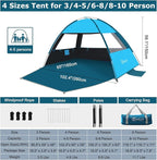 COMMOUDS Beach Tent Sun Shade for 3/4-5/6-7/8-10 Person, UPF 50+ Beach Sun Shelter Canopy Tent, Lightweight, Easy Set Up and Carry