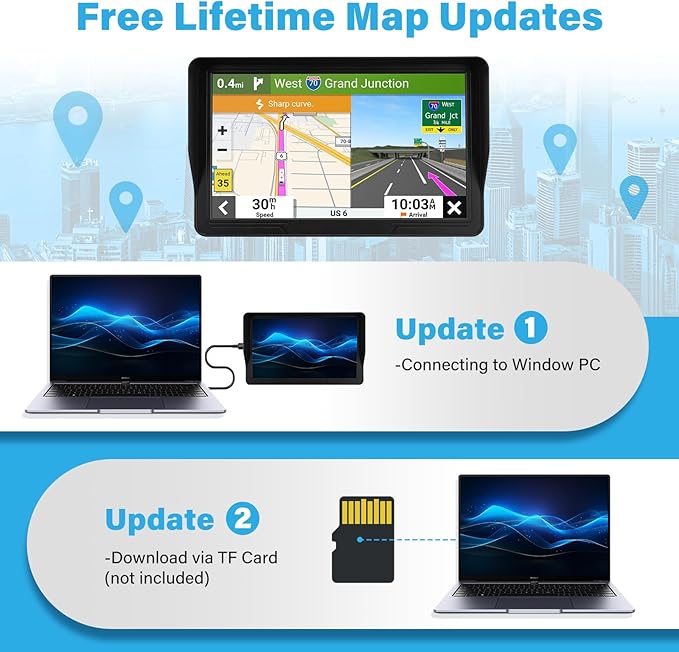 GPS Navigator for Car Truck RV - 9 Inch HD Navigation System with 2025 Maps, Free Lifetime Updates, Custom Truck Routing (Blue)