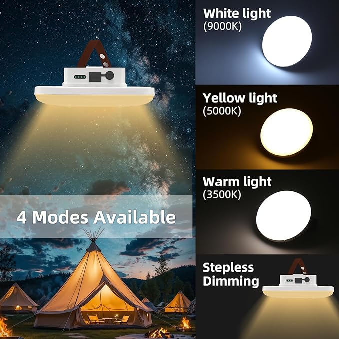 Camping Lantern 18800mAh Rechargeable Battery, 60W Ultra Bright LED Hanging Light with 3 Modes, Waterproof Portable Tent Lighting for Outdoor Emergency & Hiking