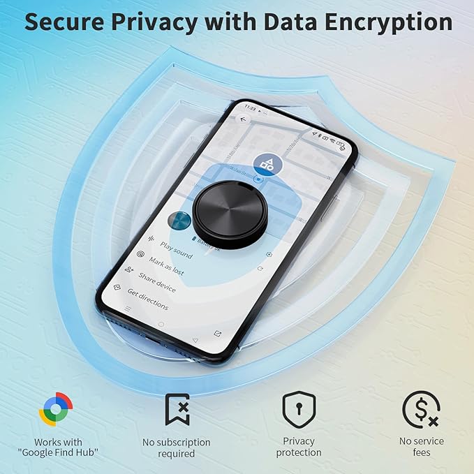 Tracker Tag for Android Luggage Tracker Tags Compatible with Google Find Hub App (Android Only) Bluetooth Tracker Key Finder and Item Locator for Wallets, Backpack, Suitcases-Black