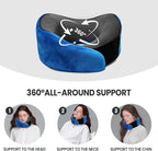 Travel Pillow, 100% Pure Memory Foam Travel Neck Pillow Airplane Neck Support Ergonomic Design for Traveling Suitable for Airplanes,Offices and Cars-Blue