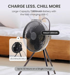 Claymore V600+ Rechargeable Camping Fan(Black) – 7,800 mAh Battery Operated Portable Fan for Indoor & Outdoor Use, 4-Speed Quiet Air Circulator, USB‑C Charging, Timer, Carry Pouch Included